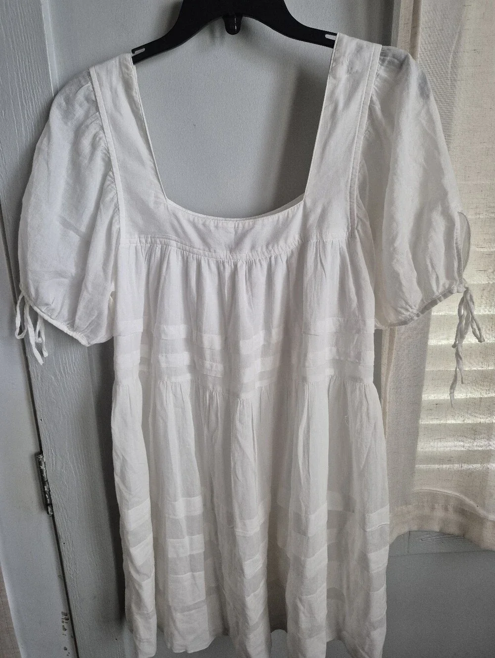 J. Crew White Calliste Mini Dress with Puff Sleeves